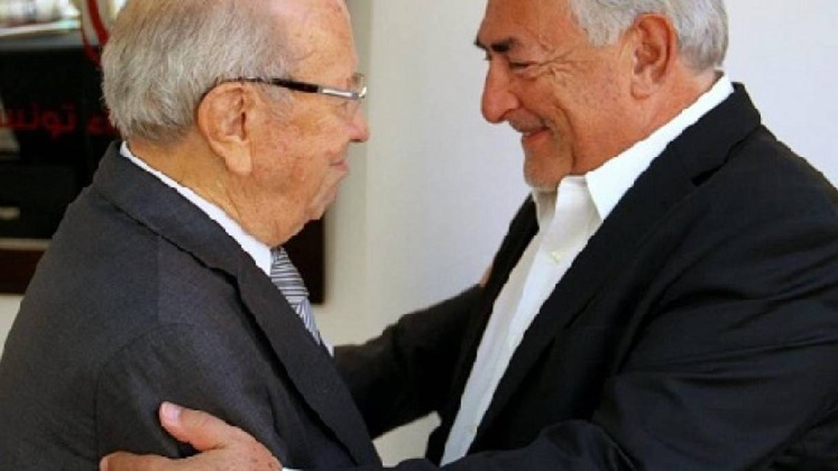 Dominique Strauss-Kahn et le président tunisien Béji Caïd Essebsi.

