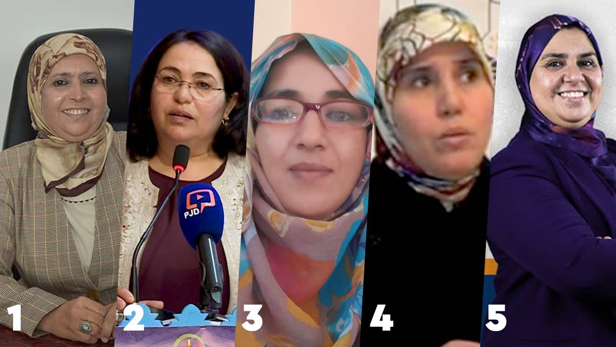 1. Naima Fathaoui, 2. Selwa Berdaï, 3. Batoul Abladi, 4. Rabia Bouja, 5.Hind Bennani R’tel.

